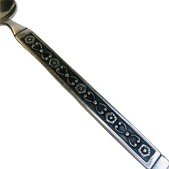 Gorham Hacienda Stainless Steel 1968 Black Accents Solid Serving Spoon 8 3/4 in - Picture 3 of 6